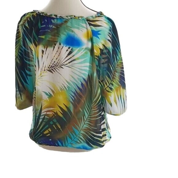 Worthington Blouse Tropical Dolman Sleeve Womens Size Small - Picture 7 of 7